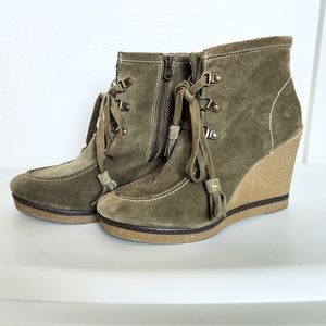 MIA "Hazel" Suede Wedge Tassel Boots